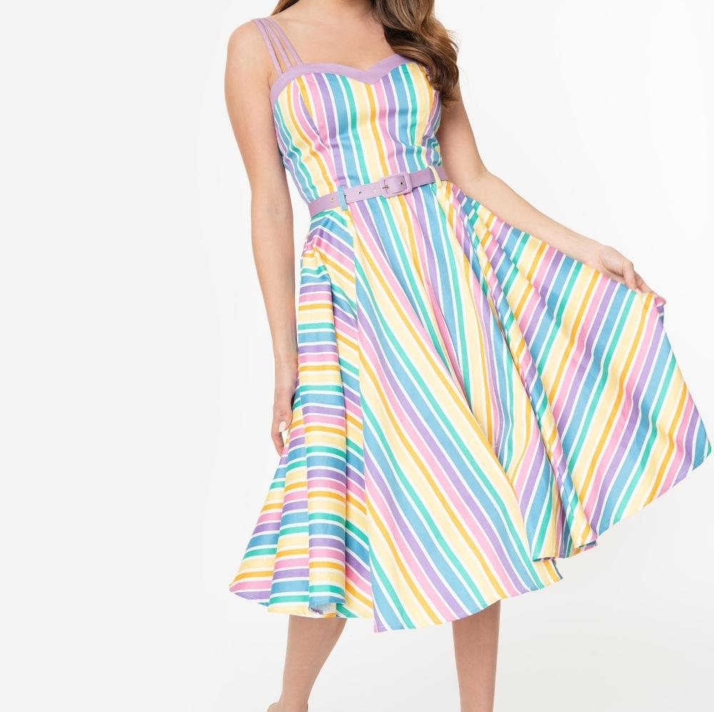 Collectif Pastel Rainbow Dress